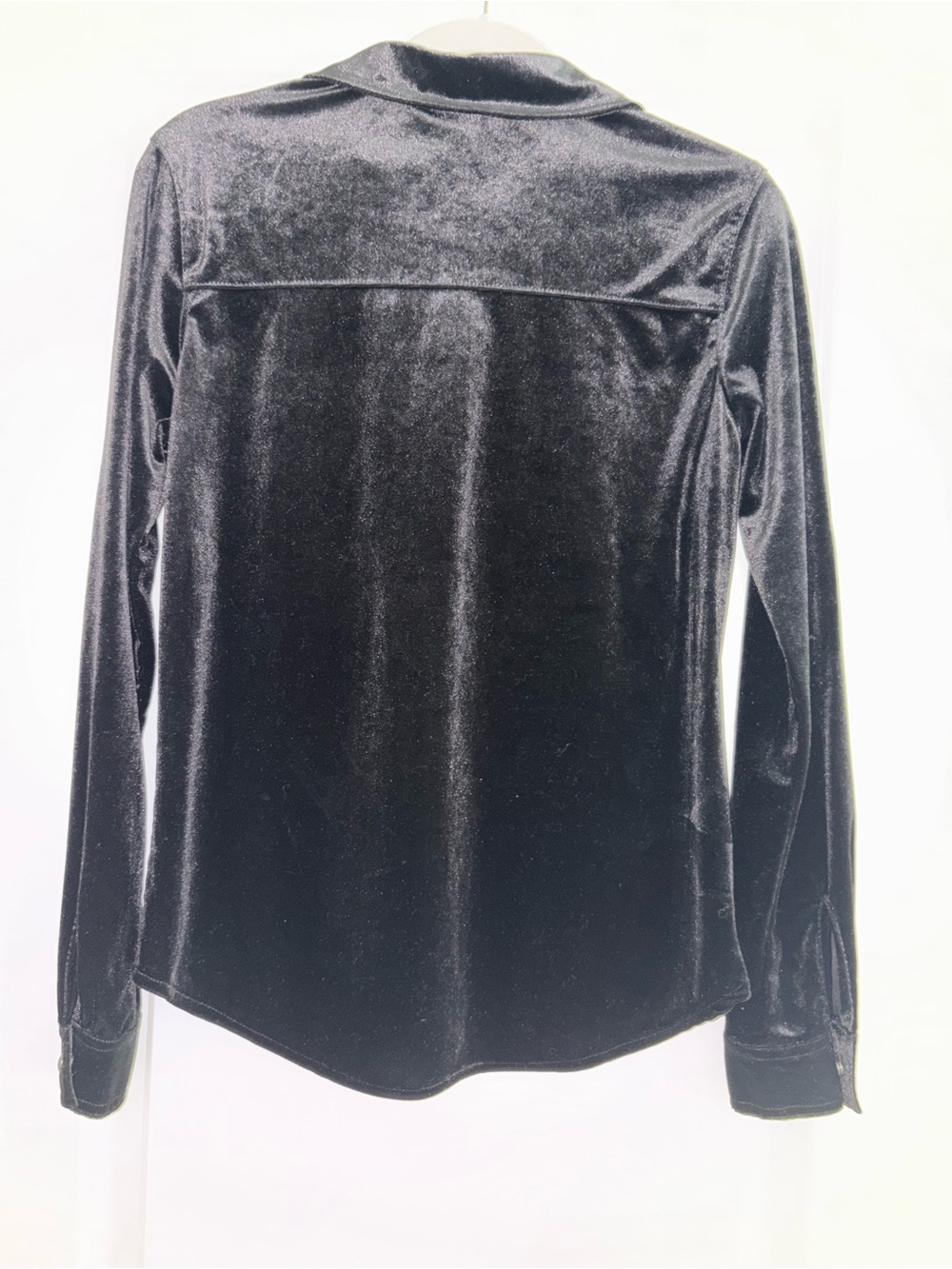 SANCTUARY Black Velvet Snap Button Long Sleeve Collar Top Size XS - Picture 6 of 8